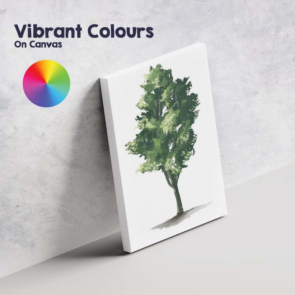 Elegant Green Tree Collection Isolated Watercolour Illustration Canvas Wall Art Print Decor Picture Ready to Hang