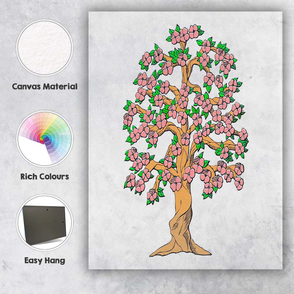 Pink Blossom Tree Decorative Floral Botanical Illustration Canvas Wall Art Print Decor Picture Ready to Hang