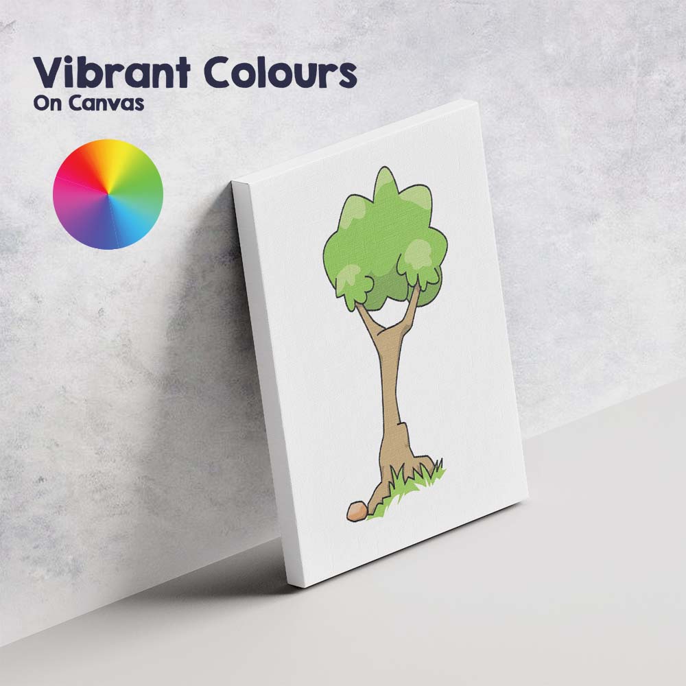 Cartoon Green Tree Nature Landscape Illustration Canvas Wall Art Print Decor Picture Ready to Hang