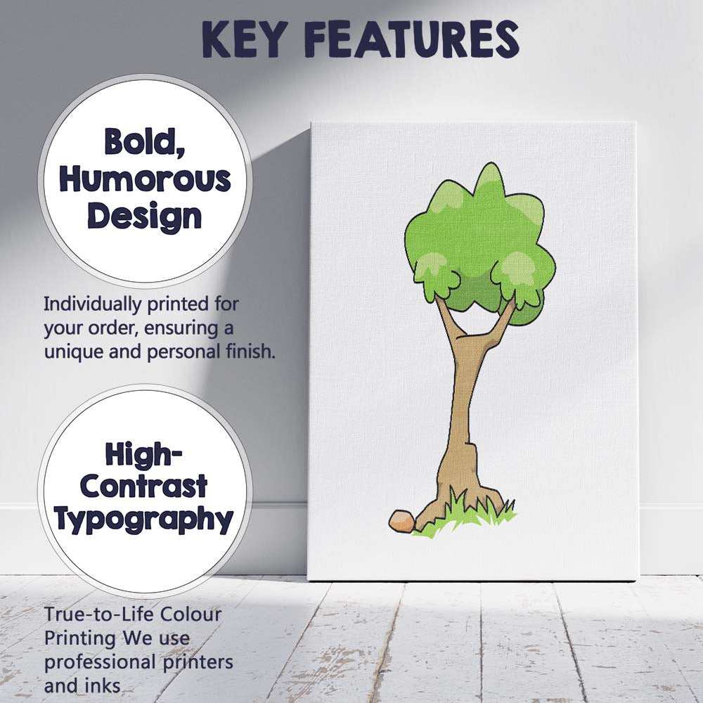 Cartoon Green Tree Nature Landscape Illustration Canvas Wall Art Print Decor Picture Ready to Hang