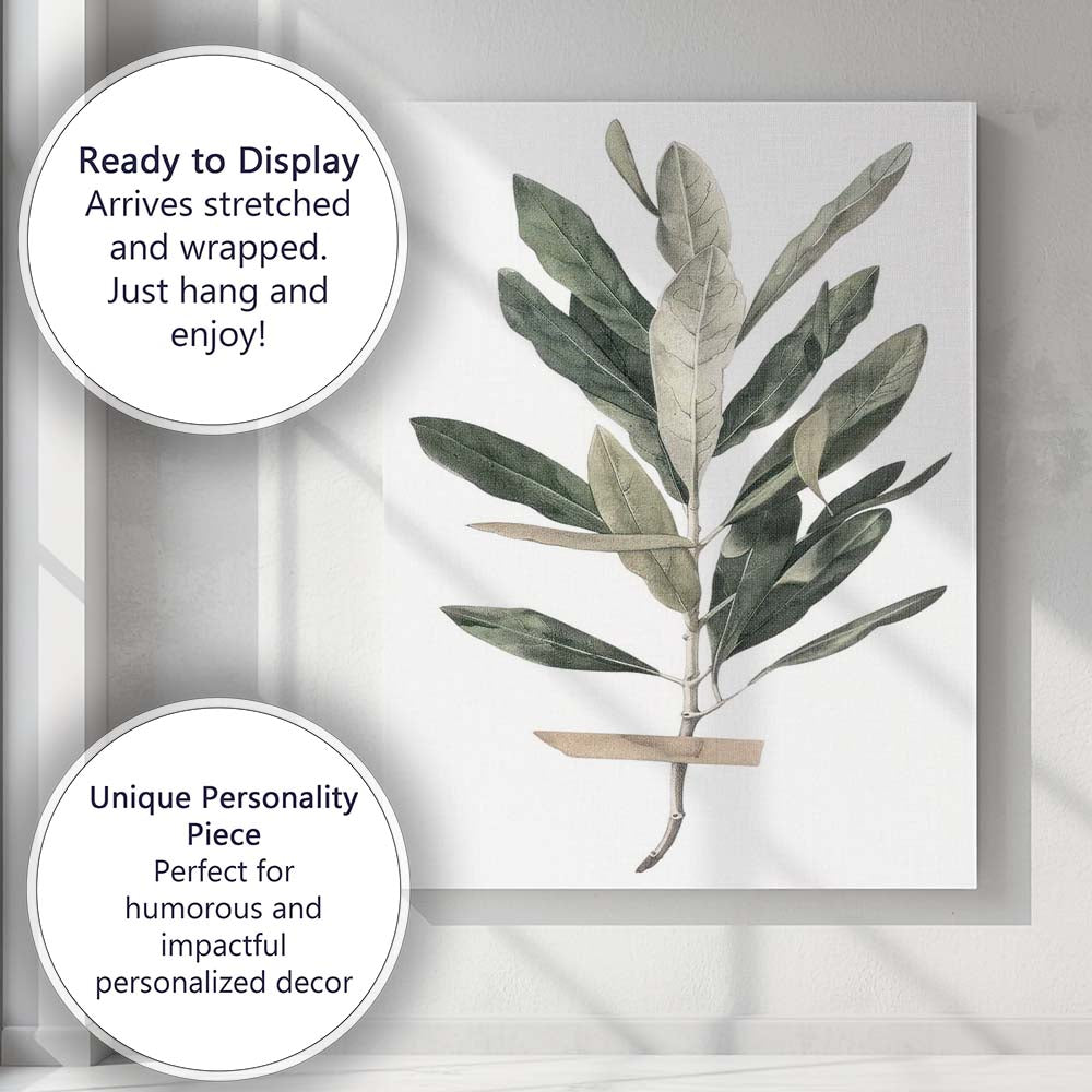 Soft Sage Olive Branch Botanical Watercolour Canvas Wall Art Print Decor Picture Ready to Hang