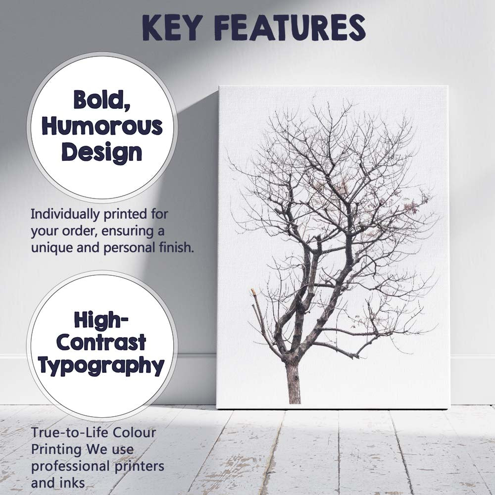 Frost Covered Winter Bare Tree Silhouette Woodland Nature Canvas Wall Art Print Decor Picture Ready to Hang