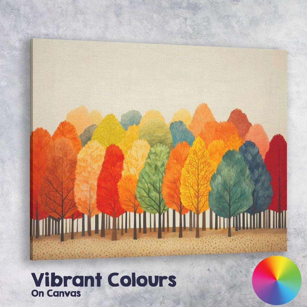 Colourful Autumn Forest Watercolour Woodland Landscape Nature Canvas Wall Art Print Decor Picture Ready to Hang