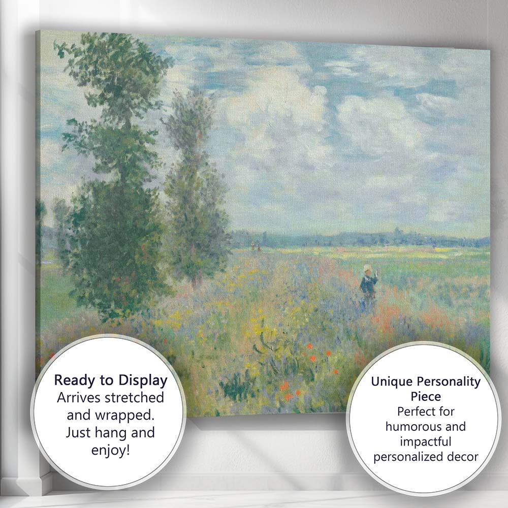 Impressionist Wildflower Meadow Landscape Claude Monet Style Canvas Wall Art Print Decor Picture Ready to Hang