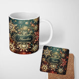 Personalized Custom Name Christmas Snowflake Glitter Seamless Pattern Charming Kitchen Decor 11oz Ceramic Coffee Tea Mug White Large Handle