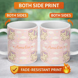 Personalized Custom Name Cute Pegasus Unicorn Cartoon Animal Pattern Charming Kitchen Decor 11oz Ceramic Coffee Tea Mug White Large Handle