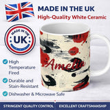 Personalized Custom Name Decorative Japanese Bento Box Lids with Floral and Wave Patterns 11oz Ceramic Coffee Tea Mug White Large Handle