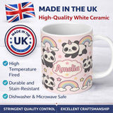 Personalized Custom Name Cute Panda Unicorn Cartoon Animal Pattern Beautiful Coffee Cup 11oz Ceramic Coffee Tea Mug White Large Handle