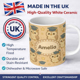 Personalized Custom Name Cute Graduation Owl Cartoon Animal Pattern Cute Unique Gift Lovely 11oz Ceramic Coffee Tea Mug White Large Handle