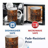 Personalized Custom Name Vintage Rusted Surface Texture Seamless Pattern Weathered Metal 11oz Ceramic Coffee Tea Mug White Large Handle