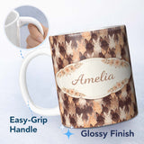 Personalized Custom Name Mixed Color Cute Bunny Crowd Soft Texture Seamless Pattern Lovely 11oz Ceramic Coffee Tea Mug White Large Handle