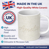 Personalized Custom Name Neutral Linen Texture Subtle Effect Seamless Pattern Lovely 11oz Ceramic Coffee Tea Mug White Large Handle