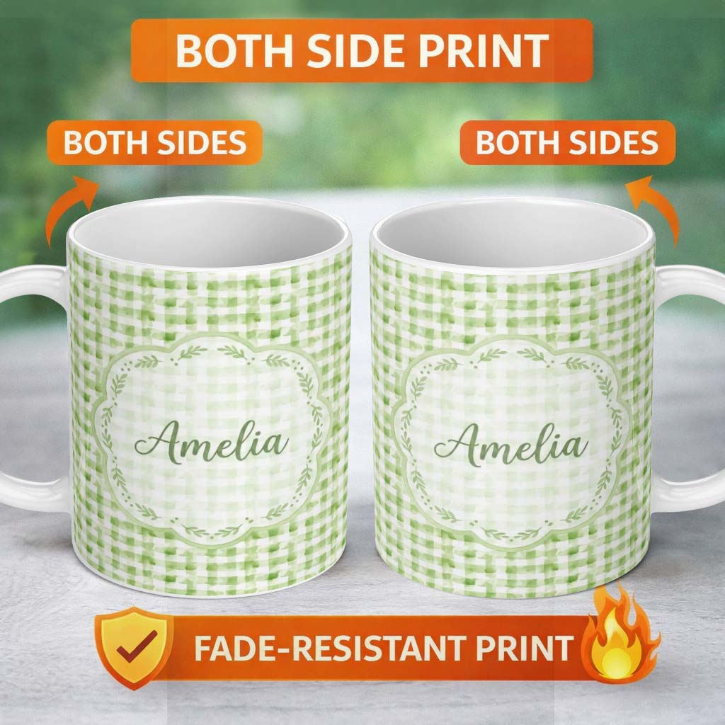 Personalized Custom Name Soft Blush and Beige Marble Swirl Abstract Seamless Pattern Lovely 11oz Ceramic Coffee Tea Mug White Large Handle