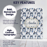 Personalised Name Watercolor Husky Dog Custom  Modern Room Accent Elegant Feature Canvas Wall Art Print Decor Picture Ready to Hang