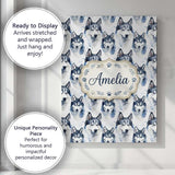 Personalised Name Watercolor Husky Dog Custom  Modern Room Accent Elegant Feature Canvas Wall Art Print Decor Picture Ready to Hang