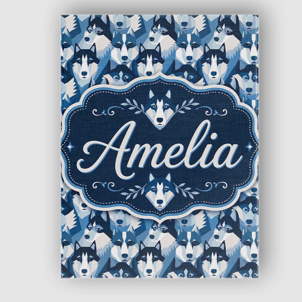 Personalised Name Modern Geometric Husky Custom  Unique Gift Idea Elegant Feature Canvas Wall Art Print Decor Picture Ready to Hang