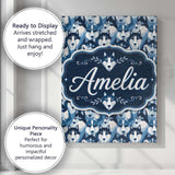 Personalised Name Modern Geometric Husky Custom  Unique Gift Idea Elegant Feature Canvas Wall Art Print Decor Picture Ready to Hang