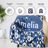 Nordic Husky Dog and Trees Seamless Pattern Winter Style Blue  Personalised Custom Name Super Soft Fleece Blanket Bed Sofa Throw