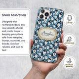 Cute Cartoon Husky Dog Faces Seamless Pattern Custom Name Protective Phone Case Mobile Cover Durable Everyday Smartphone Shock Resistant