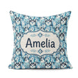Custom Name Argyle Style Husky Dog Faces Seamless Blue Geometric Square Filled Cushion Throw Pillow Sofa Bed Home Decor Zip Washable UK Made