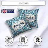 Custom Name Argyle Style Husky Dog Faces Seamless Blue Geometric Square Filled Cushion Throw Pillow Sofa Bed Home Decor Zip Washable UK Made