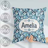 Custom Name Argyle Style Husky Dog Faces Seamless Blue Geometric Square Filled Cushion Throw Pillow Sofa Bed Home Decor Zip Washable UK Made