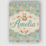 Personalised Name Cute Ginger Kitten with Custom  Unique Gift Idea Elegant Feature Canvas Wall Art Print Decor Picture Ready to Hang