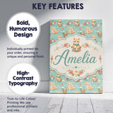 Personalised Name Cute Ginger Kitten with Custom  Unique Gift Idea Elegant Feature Canvas Wall Art Print Decor Picture Ready to Hang