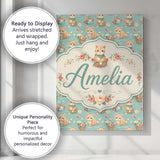 Personalised Name Cute Ginger Kitten with Custom  Unique Gift Idea Elegant Feature Canvas Wall Art Print Decor Picture Ready to Hang