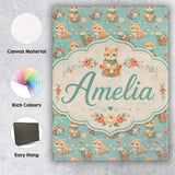 Personalised Name Cute Ginger Kitten with Custom  Unique Gift Idea Elegant Feature Canvas Wall Art Print Decor Picture Ready to Hang