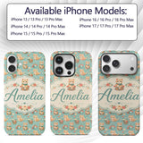 Cute Ginger Kitten with Flowers Basket Seamless Custom Name Protective Phone Case Mobile Cover Durable Everyday Smartphone Shock Resistant