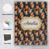 Personalised Name Fluffy Orange Kittens Custom  Modern Room Accent Elegant Feature Canvas Wall Art Print Decor Picture Ready to Hang