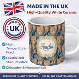 Personalized Custom Name Painterly Orange Kitten Cluster Seamless Pattern Rich Texture 11oz Ceramic Coffee Tea Mug White Large Handle