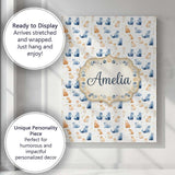 Personalised Name Soft Watercolor Blue and Custom  Unique Gift Idea Elegant Feature Canvas Wall Art Print Decor Picture Ready to Hang