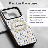 Soft Watercolor Blue and Ginger Cats Seamless Custom Name Protective Phone Case Mobile Cover Durable Everyday Smartphone Shock Resistant