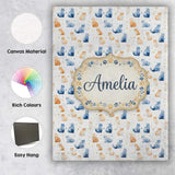 Personalised Name Soft Watercolor Blue and Custom  Unique Gift Idea Elegant Feature Canvas Wall Art Print Decor Picture Ready to Hang