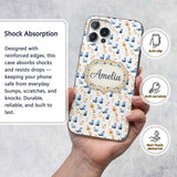 Soft Watercolor Blue and Ginger Cats Seamless Custom Name Protective Phone Case Mobile Cover Durable Everyday Smartphone Shock Resistant
