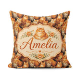Custom Name Fluffy Cats Painterly Seamless Pattern Rich Texture Square Filled Cushion Throw Pillow Sofa Bed Home Decor Zip Washable UK Made