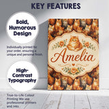 Personalised Name Fluffy Ginger Cats Custom Premium Decorative Design Modern Room Accent Canvas Wall Art Print Decor Picture Ready to Hang