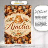 Fluffy Ginger Cats Painterly Seamless Pattern Rich Warm Texture  Personalised Custom Name Super Soft Fleece Blanket Bed Sofa Throw