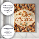Personalised Name Fluffy Ginger Cats Custom Premium Decorative Design Modern Room Accent Canvas Wall Art Print Decor Picture Ready to Hang