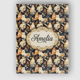 Personalised Name Elegant Cats and Botanical Custom Bespoke  Contemporary Display Canvas Wall Art Print Decor Picture Ready to Hang