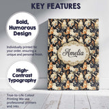 Personalised Name Elegant Cats and Botanical Custom Bespoke  Contemporary Display Canvas Wall Art Print Decor Picture Ready to Hang