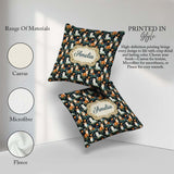 Custom Name Cute Floral Garden Cats with Dark Botanical Seamless Square Filled Cushion Throw Pillow Sofa Bed Home Decor Zip Washable UK Made