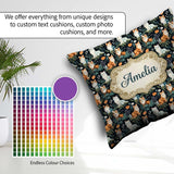 Custom Name Cute Floral Garden Cats with Dark Botanical Seamless Square Filled Cushion Throw Pillow Sofa Bed Home Decor Zip Washable UK Made