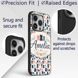 Playful Cartoon Cats with Hearts and Doodles Custom Name Protective Phone Case Mobile Cover Durable Everyday Smartphone Shock Resistant