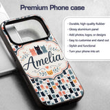 Playful Cartoon Cats with Hearts and Doodles Custom Name Protective Phone Case Mobile Cover Durable Everyday Smartphone Shock Resistant