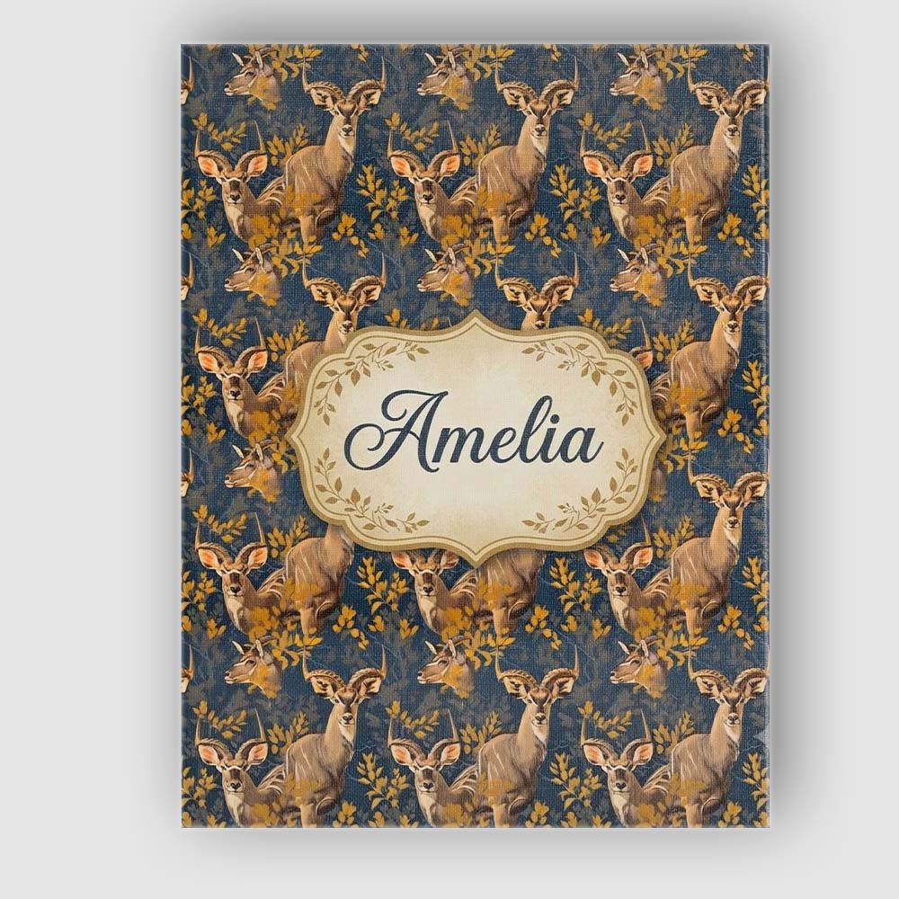Personalised Name Majestic Kudu Antelope Custom  Unique Gift Idea Elegant Feature Canvas Wall Art Print Decor Picture Ready to Hang