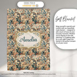 Artistic Antelope in Jungle Leaves Warm Earth Tone Seamless Pattern  Personalised Custom Name Super Soft Fleece Blanket Bed Sofa Throw
