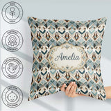 Custom Name Geometric Antelope Head Art Deco Style Seamless Name Square Filled Cushion Throw Pillow Sofa Bed Home Decor Zip Washable UK Made